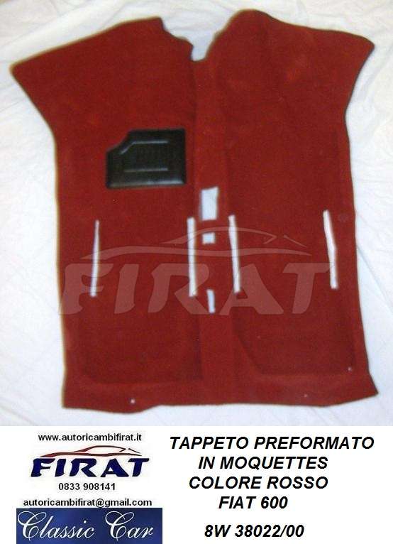 TAPPETO PREFORMATO FIAT 600 ROSSO